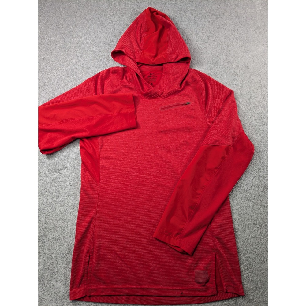 Nike Dri-FIT Mens Red Training Hoodie Scuba Hood Zip Pocket Small RN56323 - Picture 2 of 12